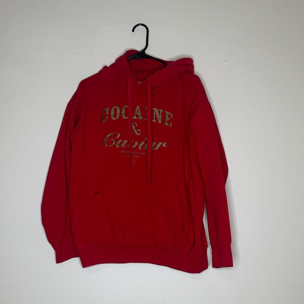 Crooks & Castles Red Hoodie with Gold Text